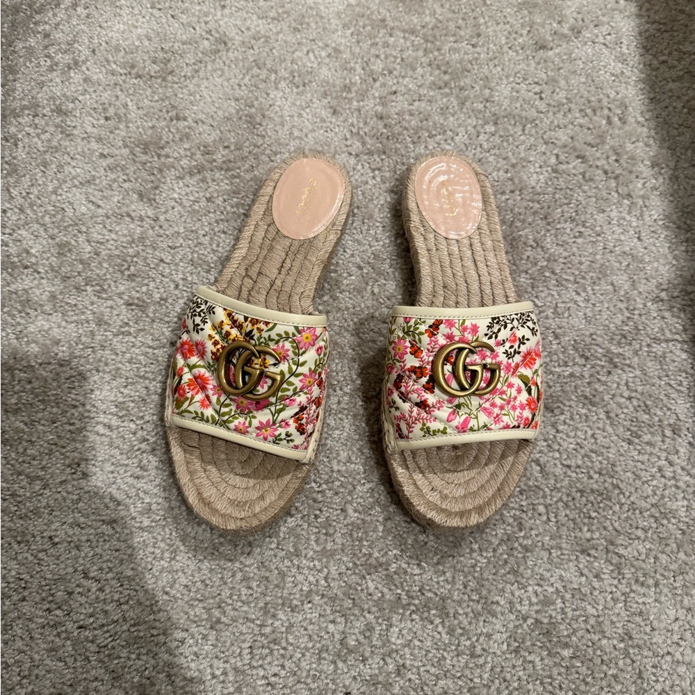 Gucci Pilar GG Floral Espadrille Sandals!